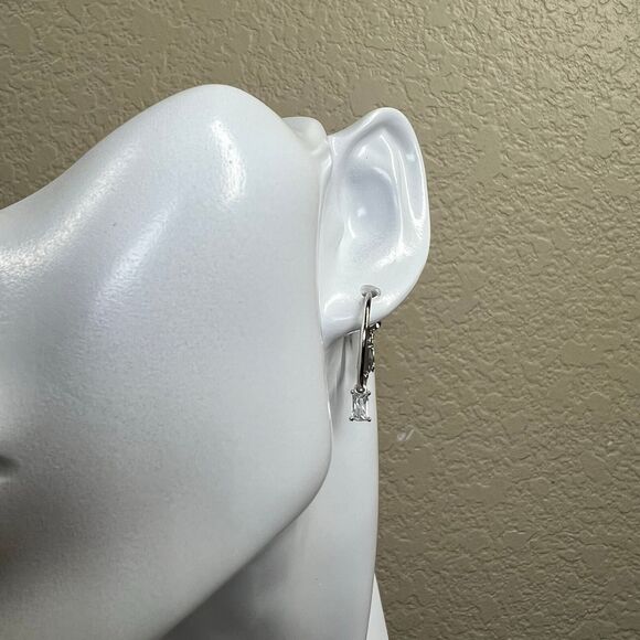 Earrings Silver Huggie Hoop / Crystal Charms Fashion Drop Dangle Earrings Baddie - Picture 10 of 11